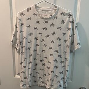 Denim & Flower Palm Tree Print Shirt - Light Gray